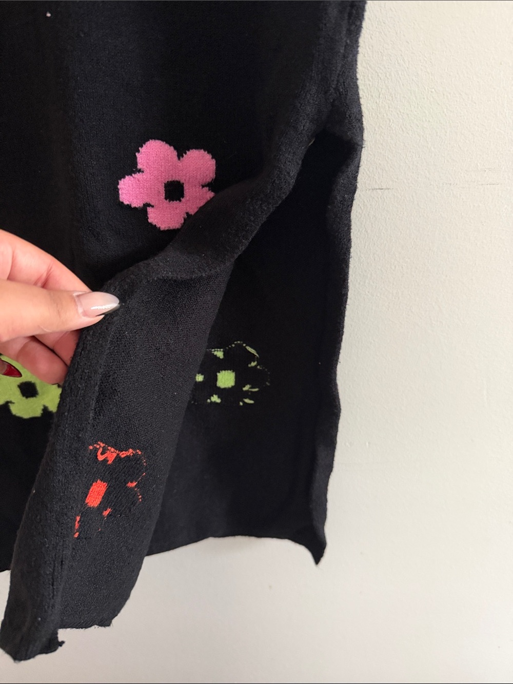 Cider Black Midi Dress with Multicolor Flower Appliqués - Picture 3 of 3